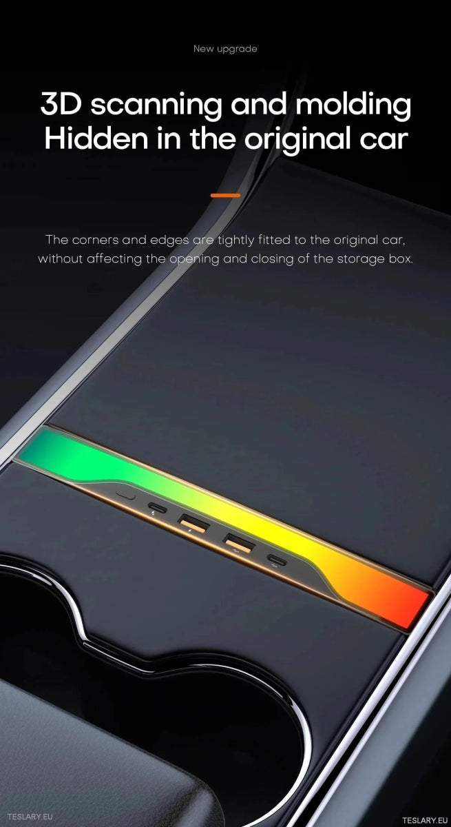 4 in 1 RGB USB Expansion Hub for Tesla 3/Y - TESLARY Tesla Shop Accessories Europe Nederlands Ireland Deutschland Espana Alicante France Italia