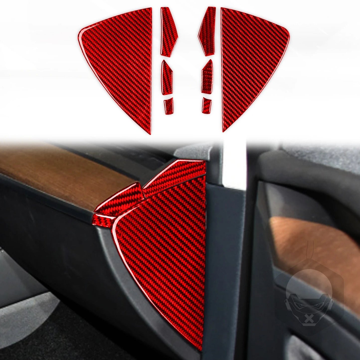 Carbon fiber dash trim panel stickers for the Tesla Model 3 and Tesla Model Y from Europes Teslary.eu - Ireland Deutschland Nederlands Denmark Sweden Finland Norway France Espana