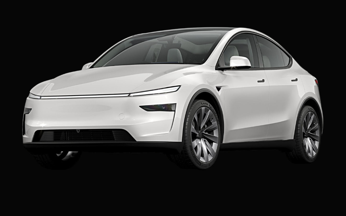 White electric car on a gray background