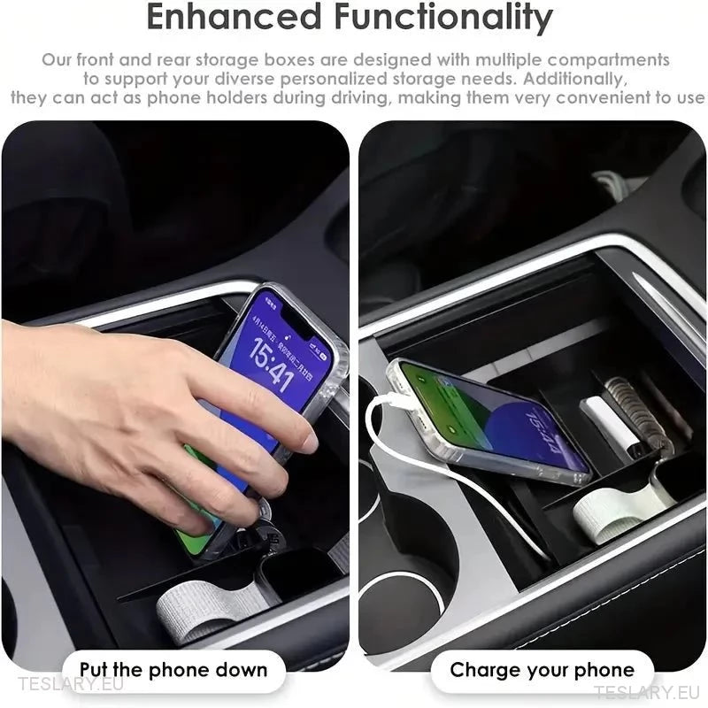 Tesla Model 3 / Y Centre Console Rear Organiser Trays Front & Rear Option - TESLARY Tesla Shop Accessories Europe Nederlands Ireland Deutschland Espana Alicante France Italia