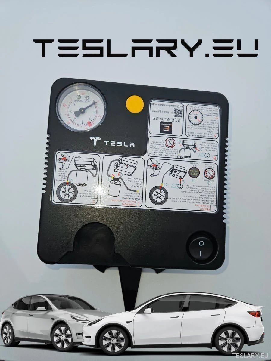 Tyre Puncture Repair Kit with Compressor and Storage Bag - TESLARY Tesla Shop Accessories Europe Nederlands Ireland Deutschland Espana Alicante France Italia