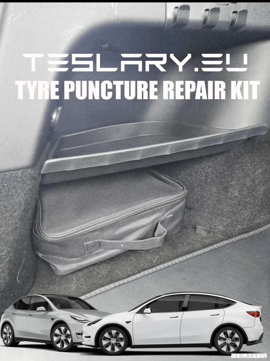 Tyre Puncture Repair Kit with Compressor and Storage Bag - TESLARY Tesla Shop Accessories Europe Nederlands Ireland Deutschland Espana Alicante France Italia