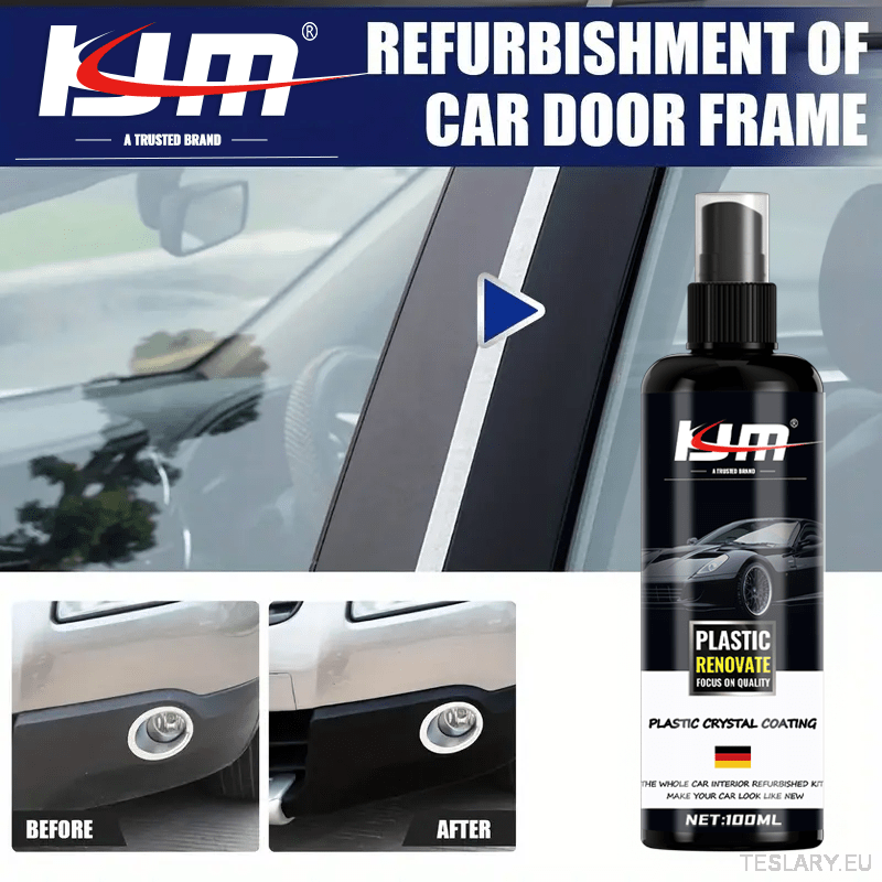 100ml Car Plastic Restorer & Shine Wax - Long - Lasting Hydrophobic Coating for Interior & Exterior, Brightens Black Surfaces - TESLARY Tesla Shop Accessories Europe Nederlands Dublin Cork Ireland Deutschland Espana Alicante France Italia