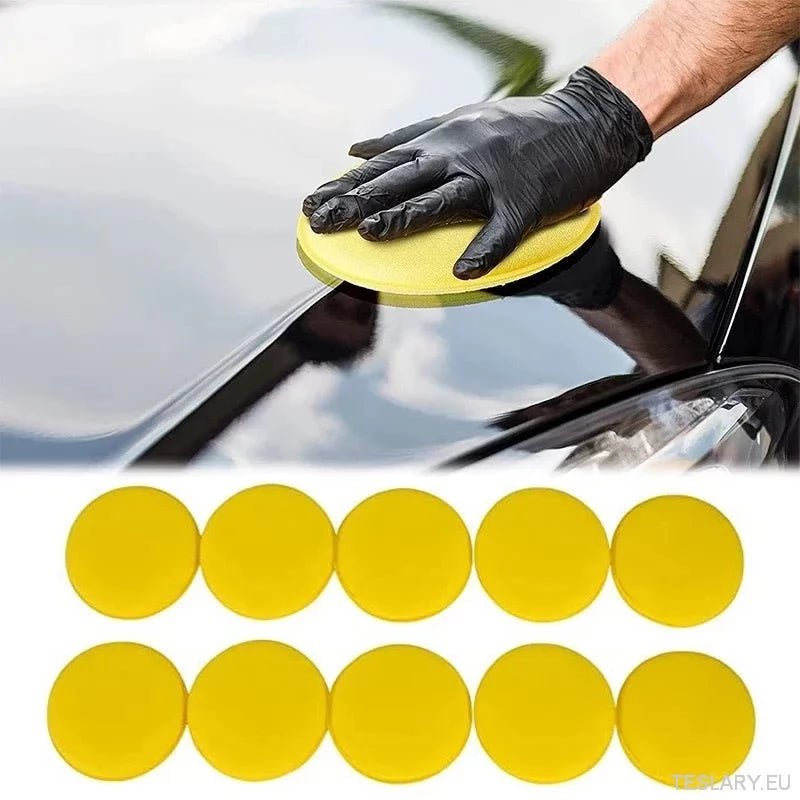 10pcs round car wax polish wax foam sponge high density applicator pads cleaning sponge auto detail washing car cleaning tool - TESLARY Tesla Shop Accessories Europe Nederlands Ireland Deutschland Espana Alicante France Italia