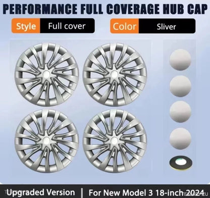 18" Tesla 3 Highland Full Rim Silver Wheel Covers - TESLARY Tesla Shop Accessories Europe Nederlands Dublin Cork Ireland Deutschland Espana Alicante France Italia