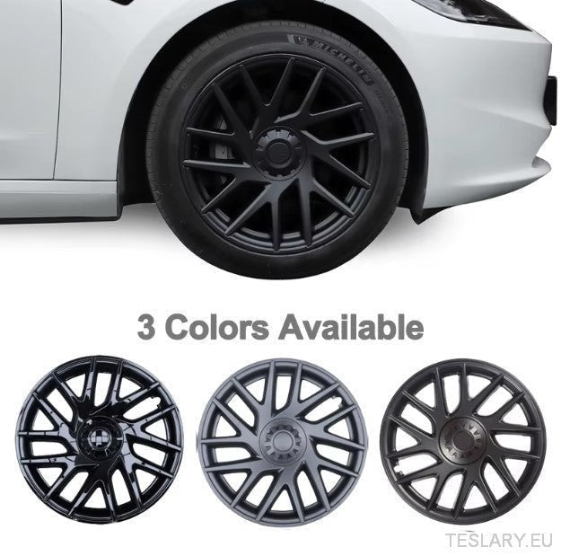 18" Tesla Model 3+ Highland Full Rim Gloss Black Wheel Covers - TESLARY Tesla Shop Accessories Europe Nederlands Ireland Deutschland Espana Alicante France Italia