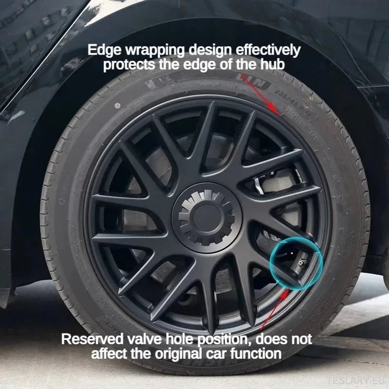 18" Tesla Model 3+ Highland Full Rim Gloss Black Wheel Covers - TESLARY Tesla Shop Accessories Europe Nederlands Ireland Deutschland Espana Alicante France Italia