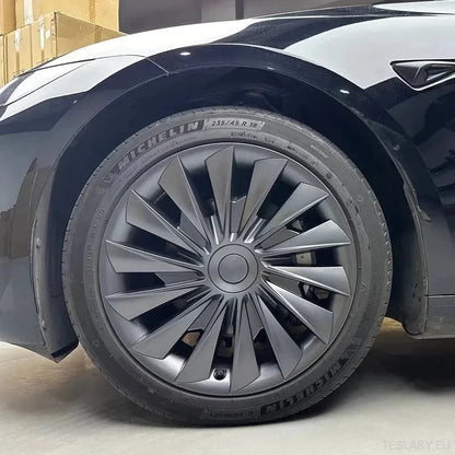 18" Tesla Model 3+ Highland Performance Induction Style Wheel Covers - Matte Black - TESLARY Tesla Shop Accessories Europe Nederlands Ireland Deutschland Espana Alicante France Italia