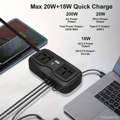 200 Watt 12 - 15V 220V Inverter Compatible with Tesla Cars ( UK & IRELAND ONLY ) - TESLARY Tesla Shop Accessories Europe Nederlands Ireland Deutschland Espana Alicante France Italia