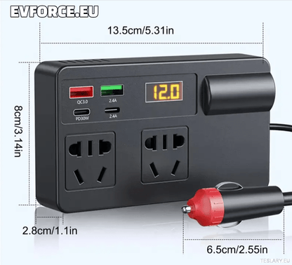 200 Watt 12 - 24V 220V Inverter Compatible with Tesla Cars ( EUROPEAN ONLY ) - TESLARY Tesla Shop Accessories Europe Nederlands Dublin Cork Ireland Deutschland Espana Alicante France Italia