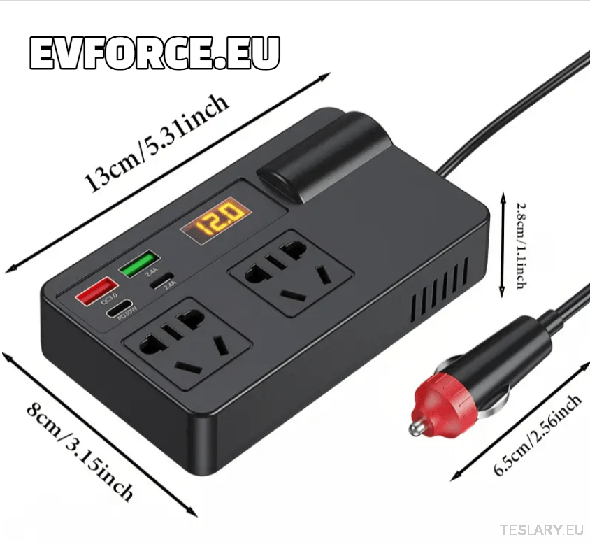 200 Watt 12 - 24V 220V Inverter Compatible with Tesla Cars ( EUROPEAN ONLY ) - TESLARY Tesla Shop Accessories Europe Nederlands Dublin Cork Ireland Deutschland Espana Alicante France Italia