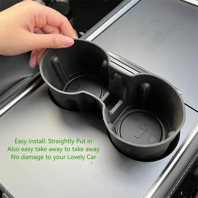 Tesla 3/Y Black Soft Plastic Centre Console Cup Inserts -TESLARY.IE Tesla Shop Europe