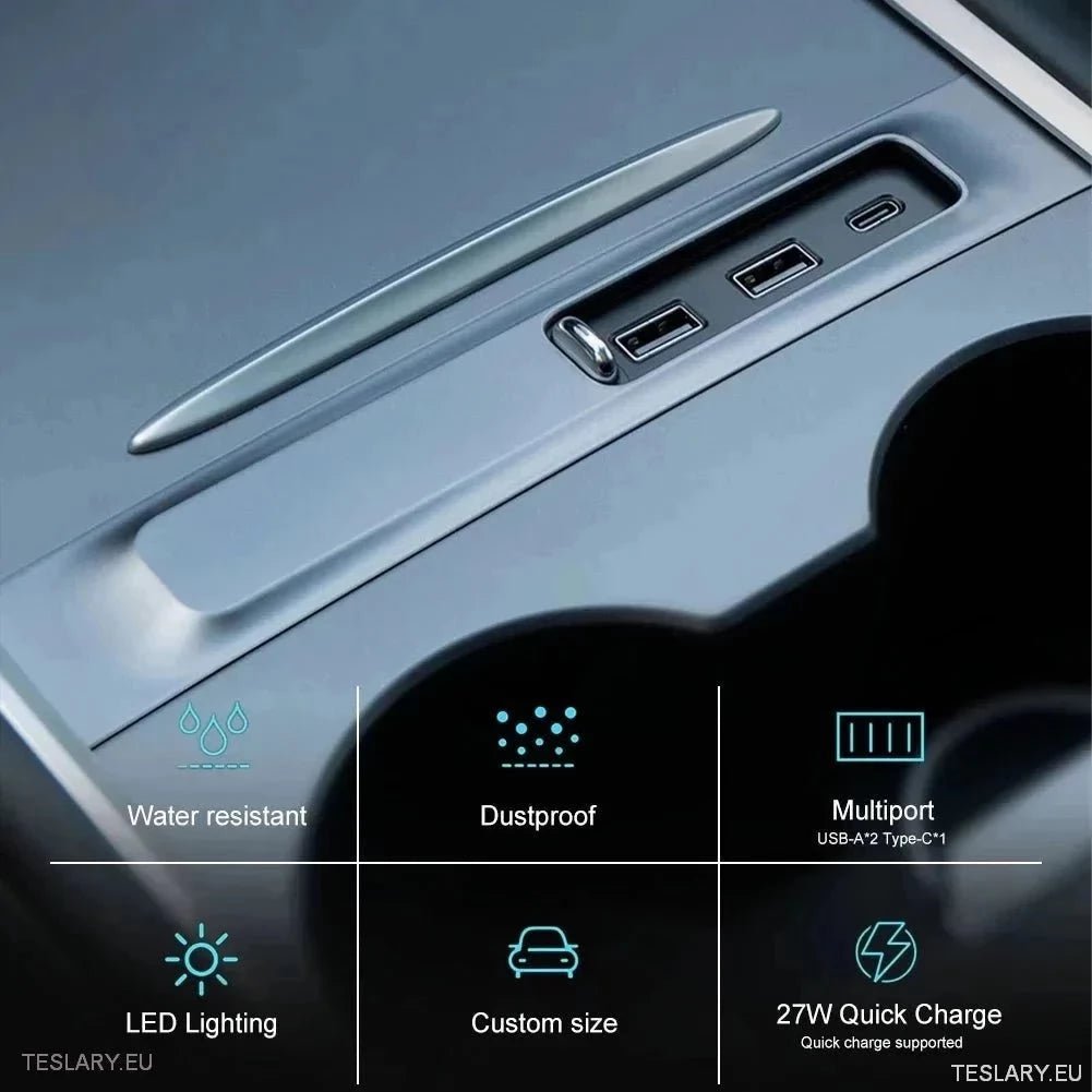 3 in 1 USB Premium Expansion Hub for Tesla 3/Y - TESLARY Tesla Shop Accessories Europe Nederlands Dublin Cork Ireland Deutschland Espana Alicante France Italia