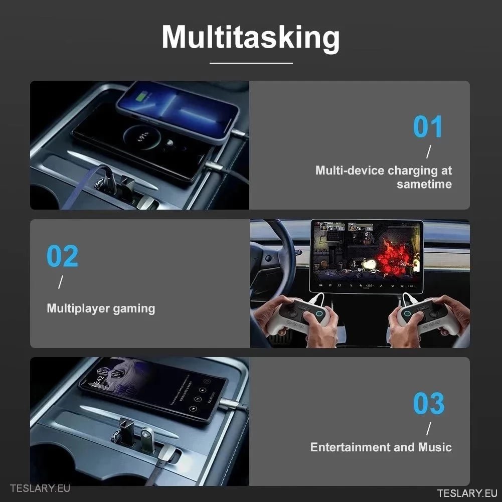3 in 1 USB Premium Expansion Hub for Tesla 3/Y - TESLARY Tesla Shop Accessories Europe Nederlands Ireland Deutschland Espana Alicante France Italia