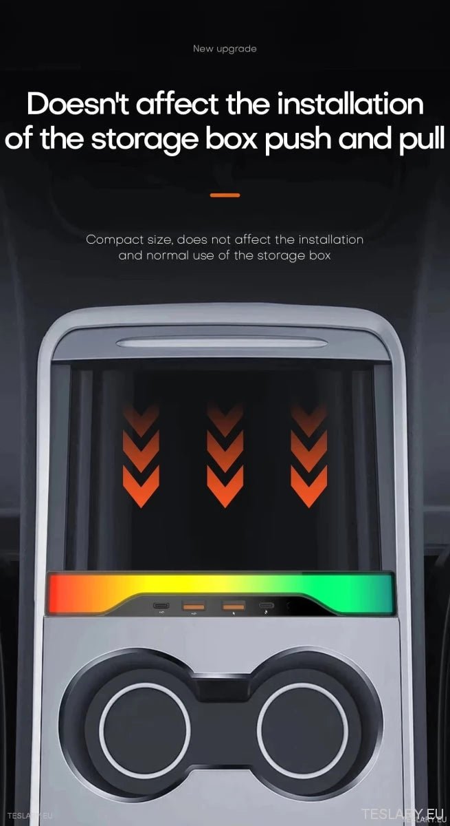 4 in 1 RGB USB Expansion Hub for Tesla 3/Y - TESLARY Tesla Shop Accessories Europe Nederlands Ireland Deutschland Espana Alicante France Italia
