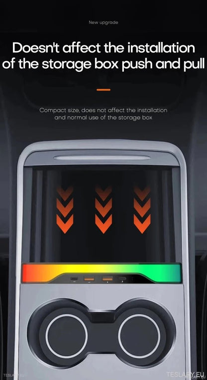 4 in 1 RGB USB Expansion Hub for Tesla 3/Y - TESLARY Tesla Shop Accessories Europe Nederlands Ireland Deutschland Espana Alicante France Italia