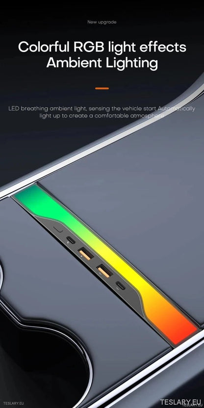 4 in 1 RGB USB Expansion Hub for Tesla 3/Y - TESLARY Tesla Shop Accessories Europe Nederlands Ireland Deutschland Espana Alicante France Italia
