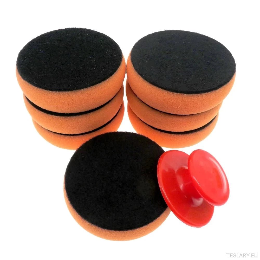 4 Inch Car Wax Applicator Pads Set with Red Handle Soft Sponge Applicators Foam Wax Pad for Polishing and Cleaning Cars - TESLARY Tesla Shop Accessories Europe Nederlands Ireland Deutschland Espana Alicante France Italia