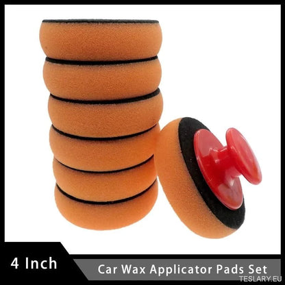 4 Inch Car Wax Applicator Pads Set with Red Handle Soft Sponge Applicators Foam Wax Pad for Polishing and Cleaning Cars - TESLARY Tesla Shop Accessories Europe Nederlands Ireland Deutschland Espana Alicante France Italia