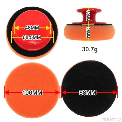 4 Inch Car Wax Applicator Pads Set with Red Handle Soft Sponge Applicators Foam Wax Pad for Polishing and Cleaning Cars - TESLARY Tesla Shop Accessories Europe Nederlands Ireland Deutschland Espana Alicante France Italia