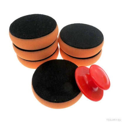 4 Inch Car Wax Applicator Pads Set with Red Handle Soft Sponge Applicators Foam Wax Pad for Polishing and Cleaning Cars - TESLARY Tesla Shop Accessories Europe Nederlands Ireland Deutschland Espana Alicante France Italia