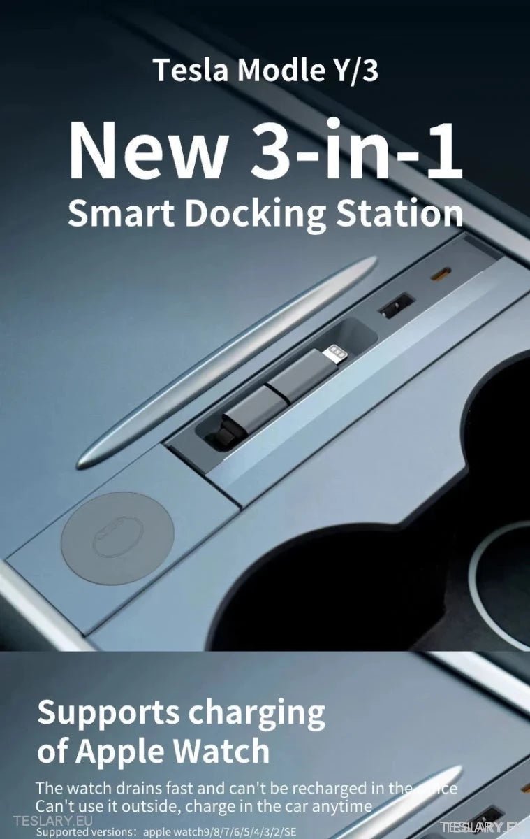 4 Port USB Smart Hub for Tesla 3/Y Including Apple Watch Support - TESLARY Tesla Shop Accessories Europe Nederlands Ireland Deutschland Espana Alicante France Italia