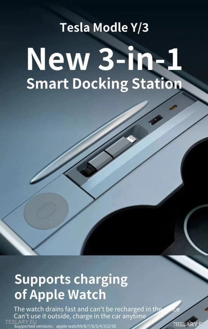 4 Port USB Smart Hub for Tesla 3/Y Including Apple Watch Support - TESLARY Tesla Shop Accessories Europe Nederlands Ireland Deutschland Espana Alicante France Italia