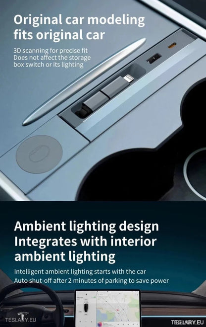 4 Port USB Smart Hub for Tesla 3/Y Including Apple Watch Support - TESLARY Tesla Shop Accessories Europe Nederlands Ireland Deutschland Espana Alicante France Italia