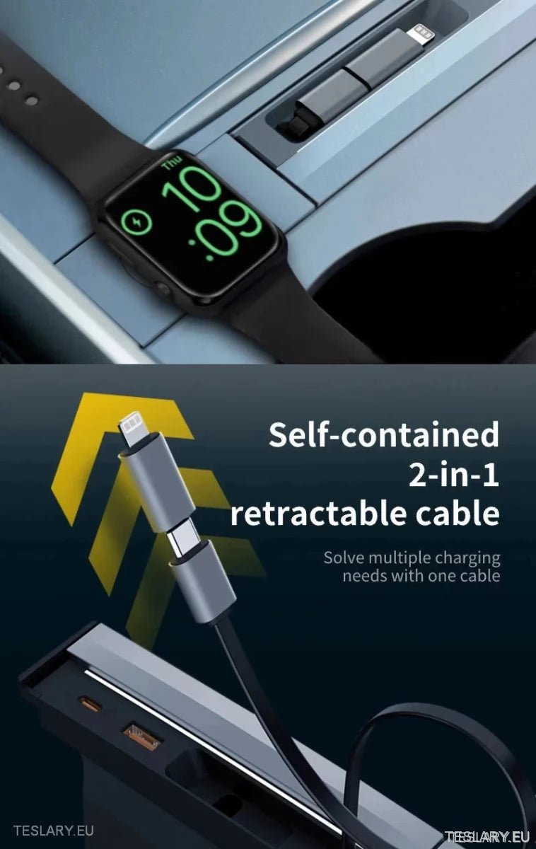 4 Port USB Smart Hub for Tesla 3/Y Including Apple Watch Support - TESLARY Tesla Shop Accessories Europe Nederlands Ireland Deutschland Espana Alicante France Italia