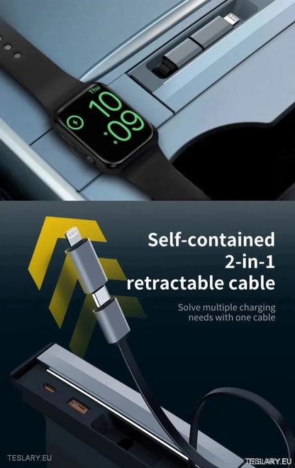 4 Port USB Smart Hub for Tesla 3/Y Including Apple Watch Support - TESLARY Tesla Shop Accessories Europe Nederlands Ireland Deutschland Espana Alicante France Italia