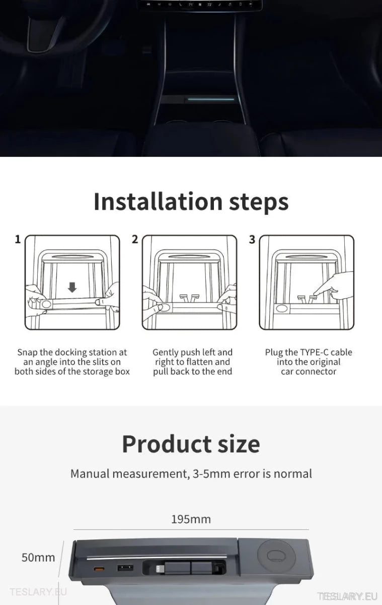 4 Port USB Smart Hub for Tesla 3/Y Including Apple Watch Support - TESLARY Tesla Shop Accessories Europe Nederlands Ireland Deutschland Espana Alicante France Italia