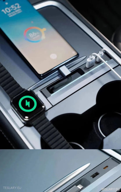 4 Port USB Smart Hub for Tesla 3/Y Including Apple Watch Support - TESLARY Tesla Shop Accessories Europe Nederlands Ireland Deutschland Espana Alicante France Italia