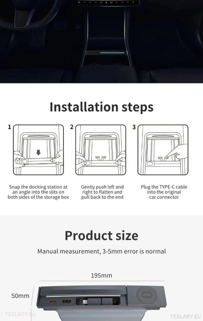 4 Port USB Smart Hub for Tesla 3/Y Including Apple Watch Support - TESLARY Tesla Shop Accessories Europe Nederlands Ireland Deutschland Espana Alicante France Italia