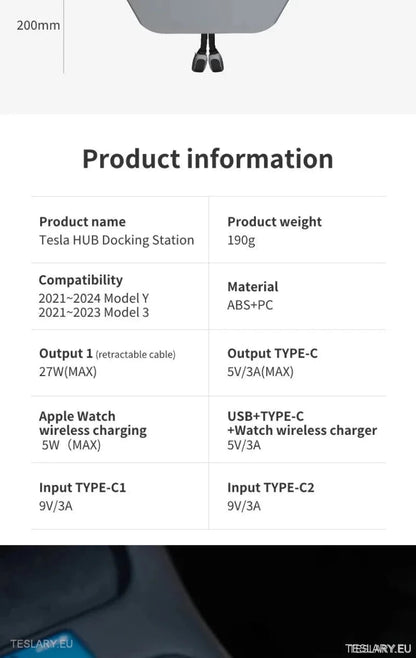 4 Port USB Smart Hub for Tesla 3/Y Including Apple Watch Support - TESLARY Tesla Shop Accessories Europe Nederlands Ireland Deutschland Espana Alicante France Italia