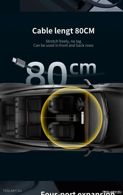 4 Port USB Smart Hub for Tesla 3/Y Including Apple Watch Support - TESLARY Tesla Shop Accessories Europe Nederlands Ireland Deutschland Espana Alicante France Italia