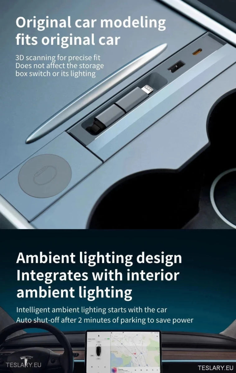 4 Port USB Smart Hub for Tesla 3/Y Including Apple Watch Support - TESLARY Tesla Shop Accessories Europe Nederlands Ireland Deutschland Espana Alicante France Italia