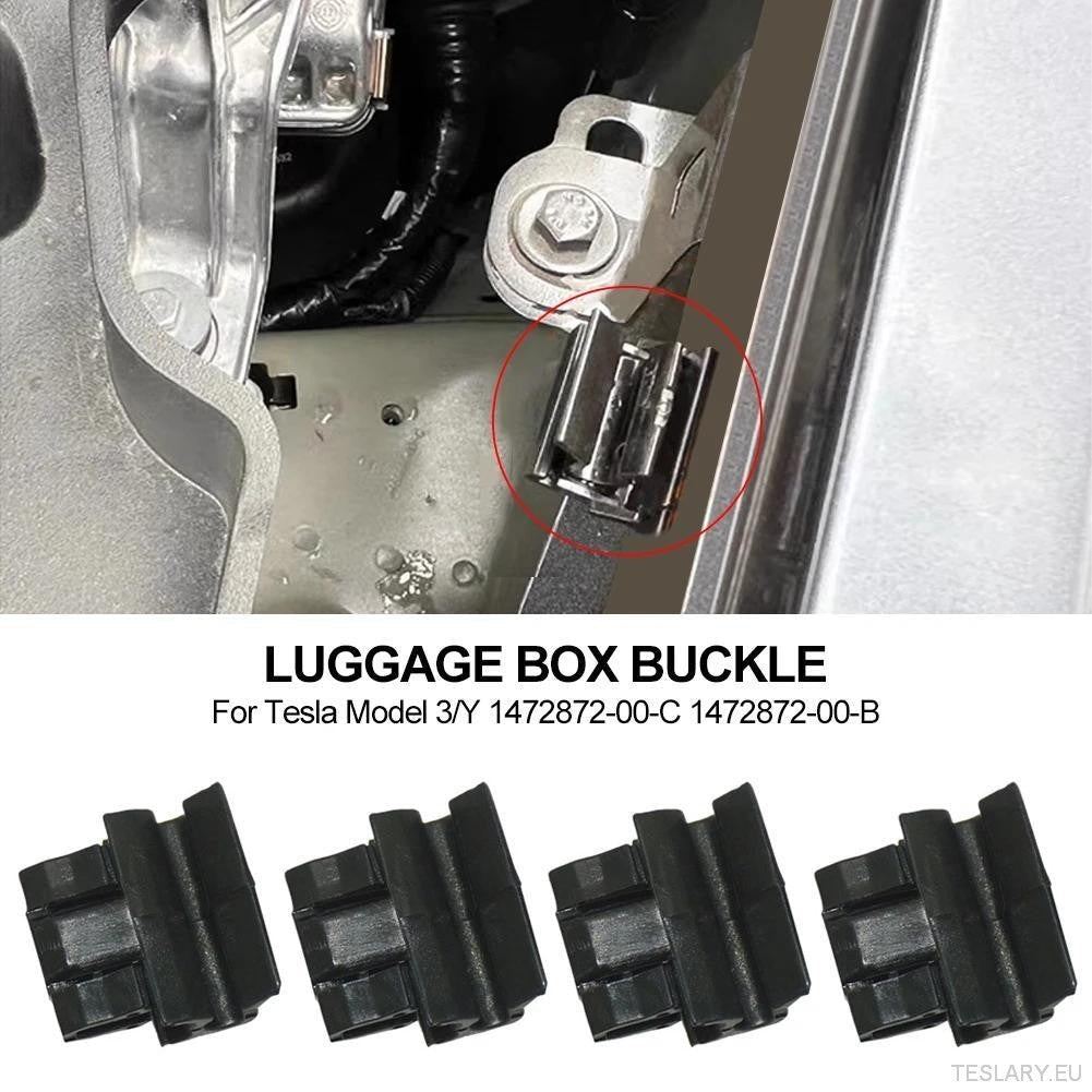 4pcs Durable Plastic Buckles for Tesla for Model Y / 3 Front Trunk, Luggage Storage Box Fixing Bracket, OE 1472872 - 00 - B (for Model Y) 1472872 - 00 - C (Model 3), Black, Matching Buckle - TESLARY Tesla Shop Accessories Europe Nederlands Ireland Deutsch
