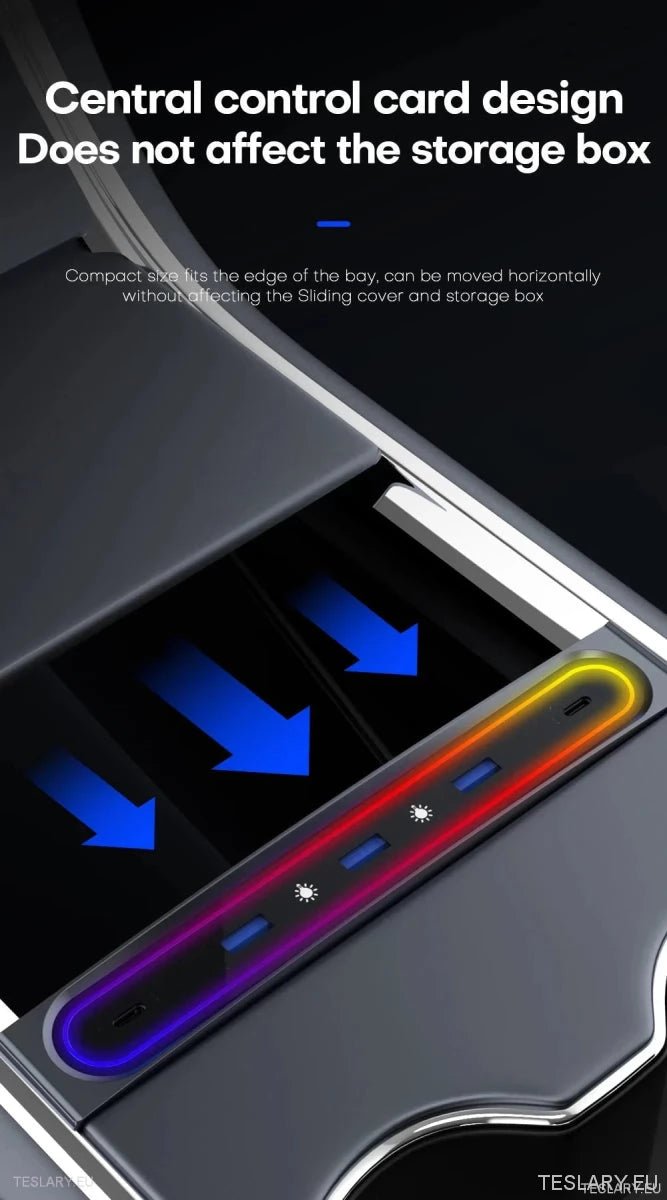 5 in 1 RGB USB Expansion Hub for Tesla 3/Y - TESLARY Tesla Shop Accessories Europe Nederlands Ireland Deutschland Espana Alicante France Italia