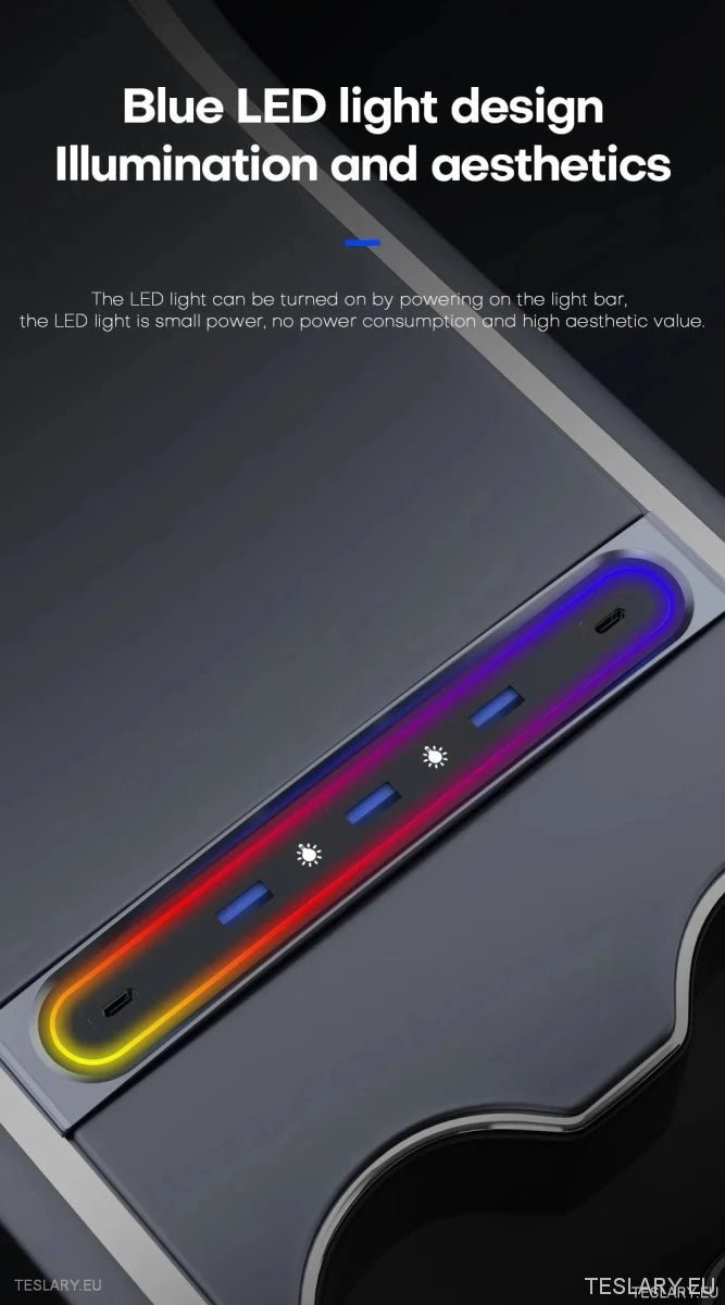 5 in 1 RGB USB Expansion Hub for Tesla 3/Y - TESLARY Tesla Shop Accessories Europe Nederlands Ireland Deutschland Espana Alicante France Italia