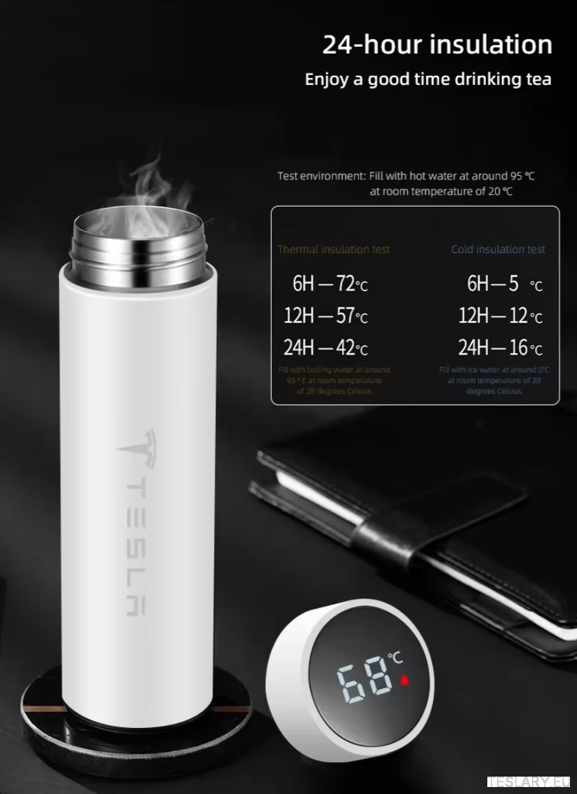500ml Portable Insulated Travel Mug for Outdoor Adventures with Tesla Logo - TESLARY Tesla Shop Accessories Europe Nederlands Dublin Cork Ireland Deutschland Espana Alicante France Italia