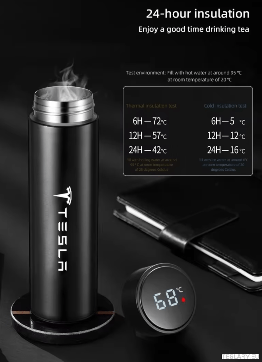 500ml Portable Insulated Travel Mug for Outdoor Adventures with Tesla Logo - TESLARY Tesla Shop Accessories Europe Nederlands Dublin Cork Ireland Deutschland Espana Alicante France Italia