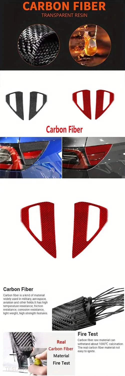 Real Carbon Fiber Charging Port Cover for Tesla 3 / Y in Red or Black -TESLARY.IE Tesla Shop Europe