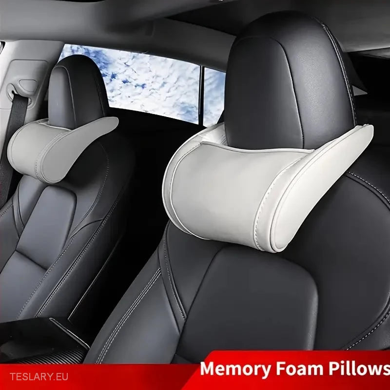 Tesla Leather Memory Foam Neck Pillow ( 1 PIECE ) Black or White -TESLARY.IE Tesla Shop Europe