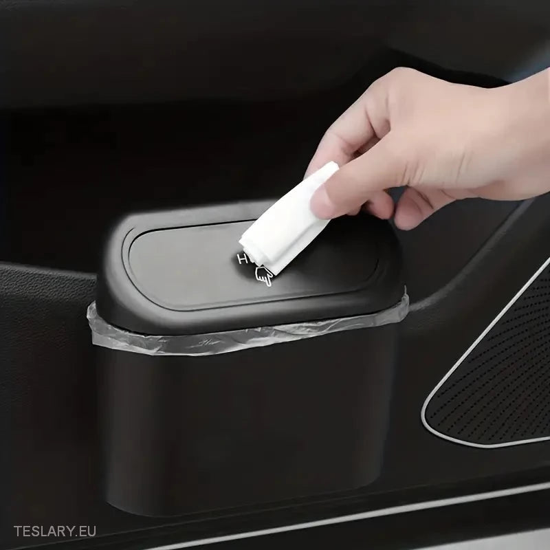 Tesla Car Mini Bin with Spring Lid and 30 Bags -TESLARY.IE Tesla Shop Europe