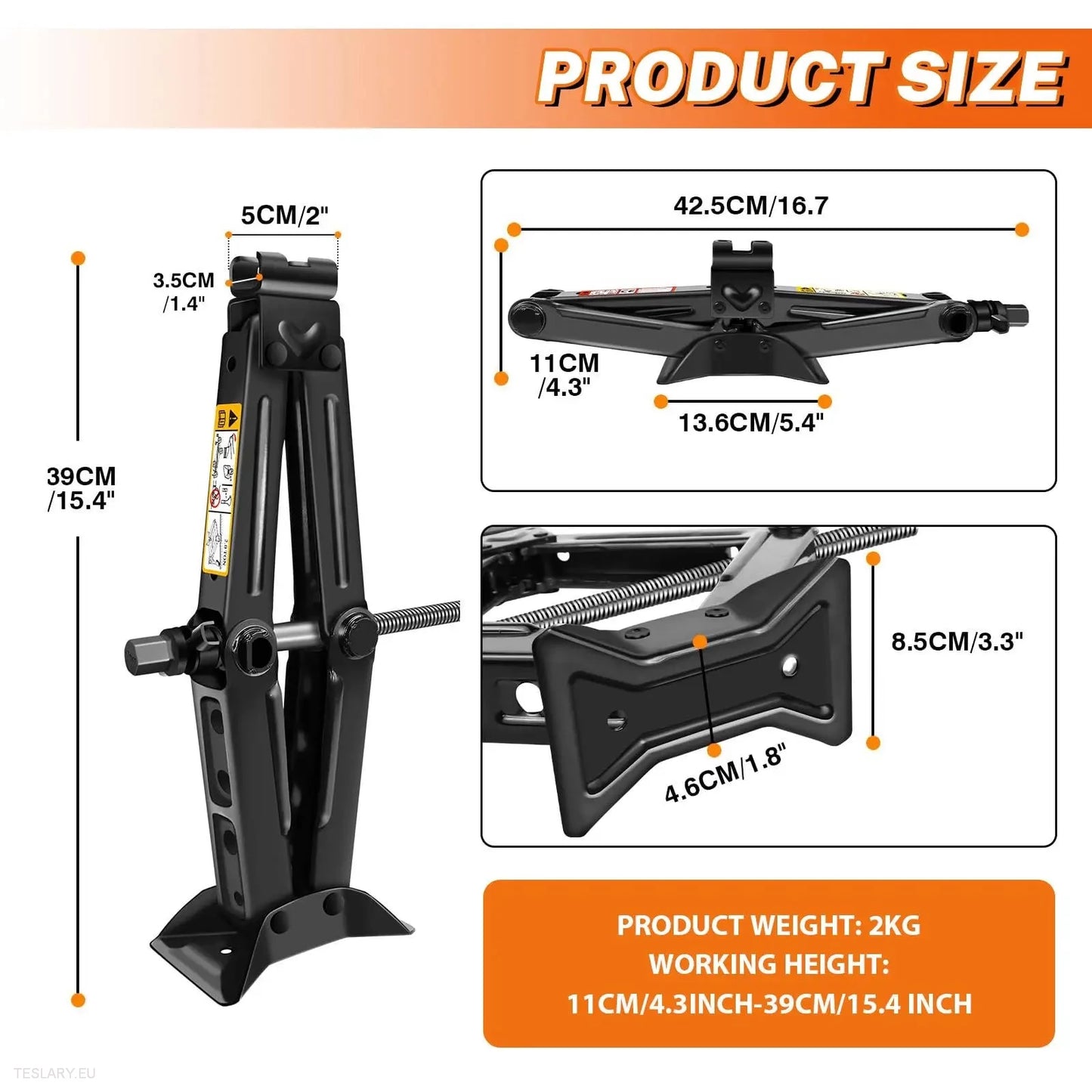 Car Wheel Jack with Ratchet Wrench -TESLARY.IE Tesla Shop Europe