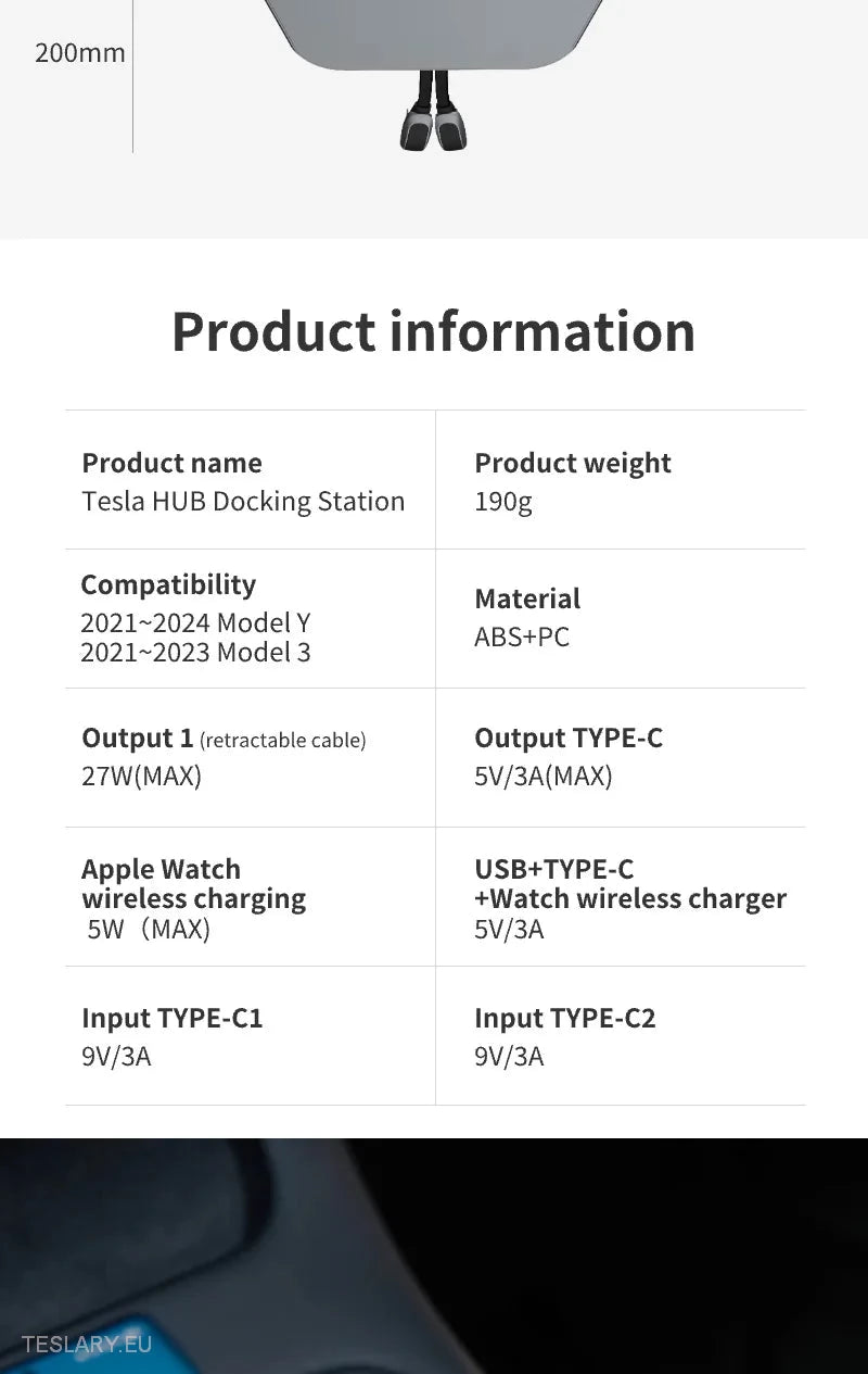 4 Port USB Smart Hub for Tesla 3/Y Including Apple Watch Support -TESLARY.IE Tesla Shop Europe