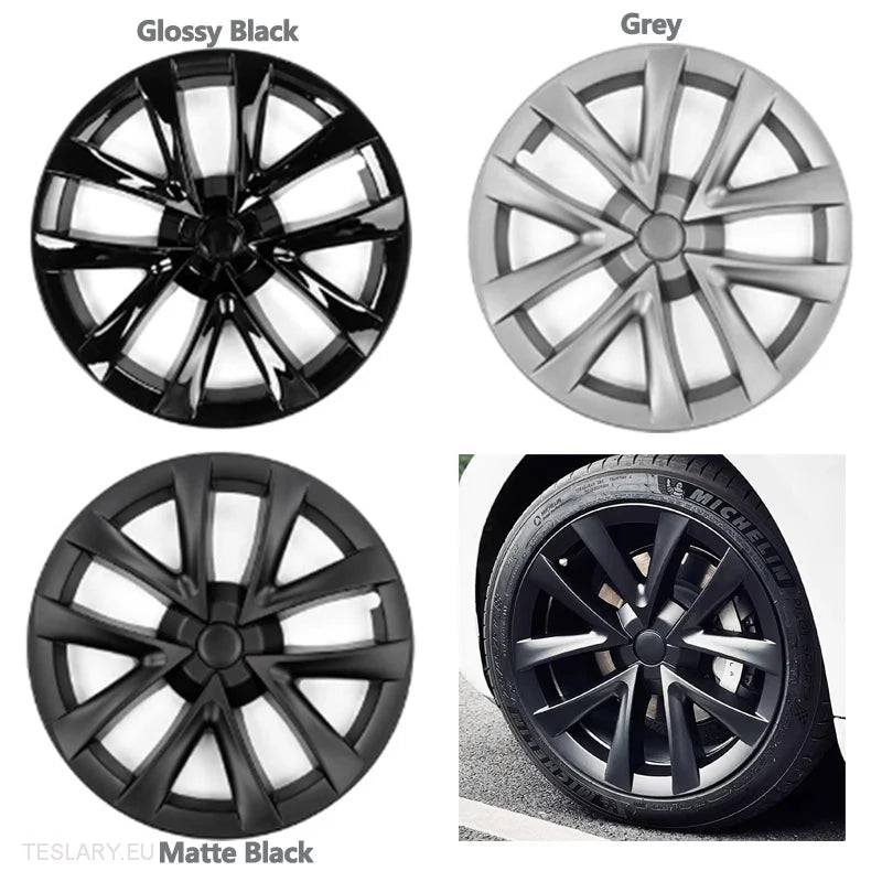 Tesla 3 18" Full Rim Silver & Black Arachnid Sport Style Wheel Covers -TESLARY.IE Tesla Shop Europe