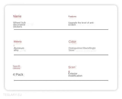 Tesla Wheel / Alloy Stickers with Logo Silver or Black - Tesla Shop Europe - TESLARY.IE Ireland - France boutique- Deutschland Geschäft- España comercio - Nederland winkel- TESLARY.IE