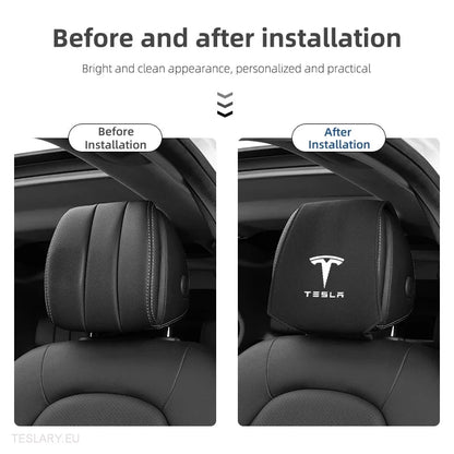Tesla Head Rest Covers with Logo for 3,Y,S and X -TESLARY.IE Tesla Shop Europe