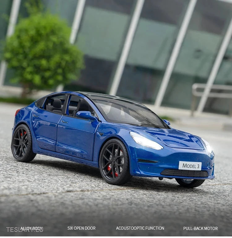 Tesla 3 Model Car 1:24 Diecast Model Car -TESLARY.IE Tesla Shop Europe